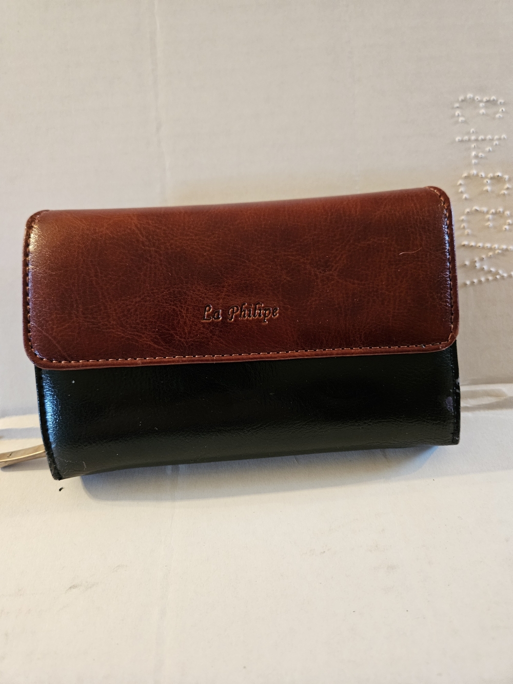 La Philipe Two-Tone Brown and Black Leather Wallet